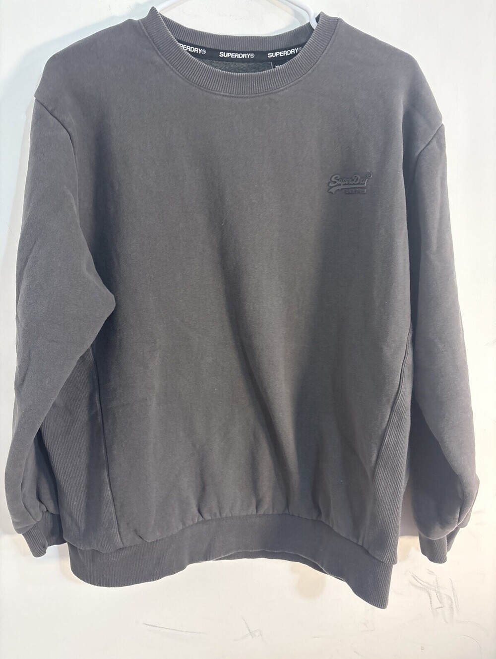 Superdry Vintage Logo Crew Neck Sweatshirt Charcoal Gray Size 6